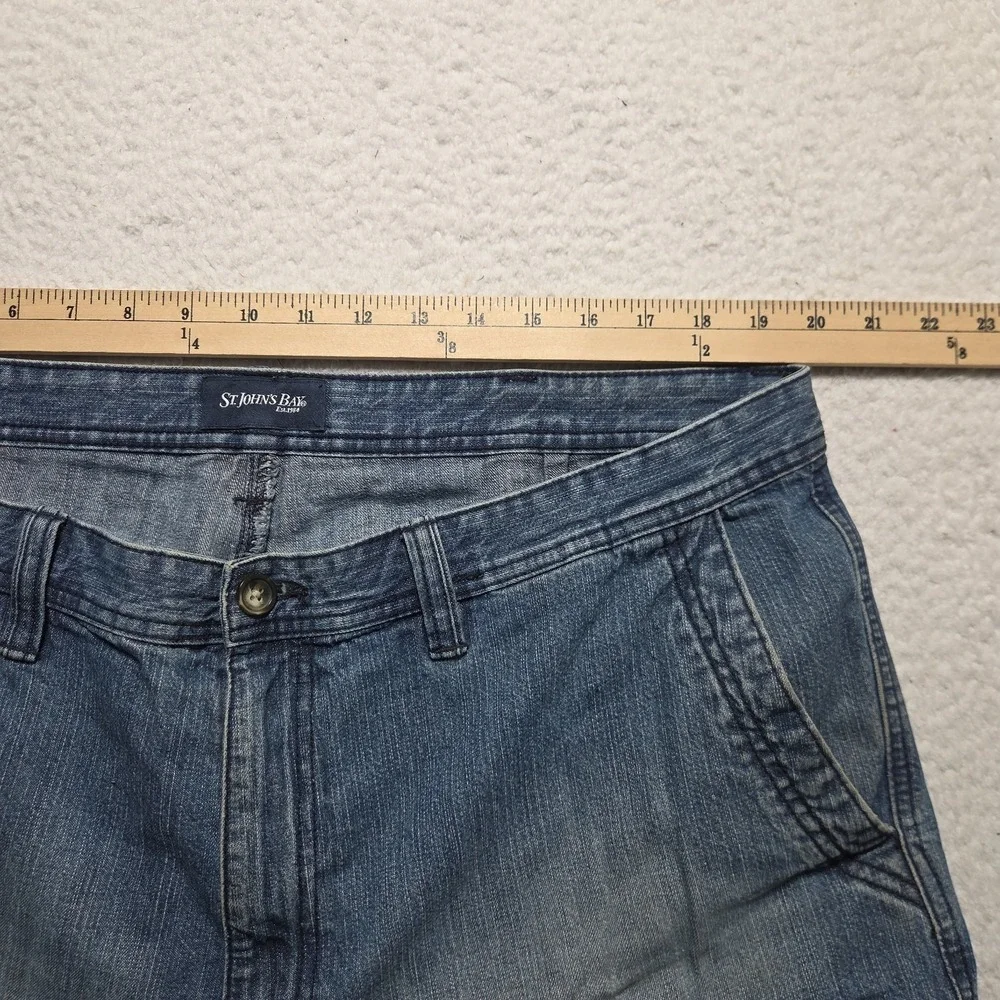 Vintage St. John's Bay Denim Cargo Shorts Men's Size 40 Faded Y2K
